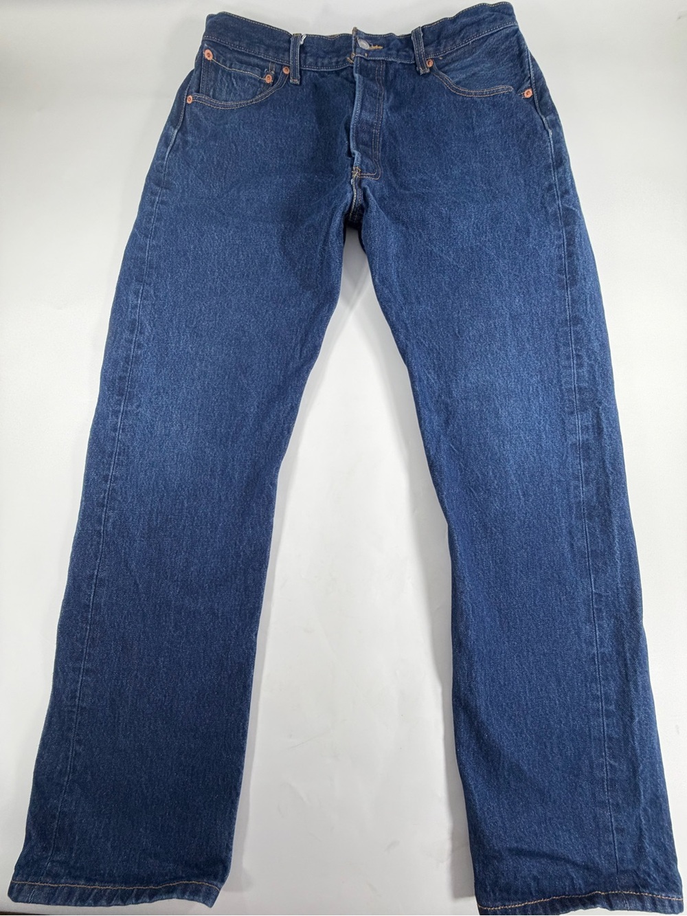Levis 501 Original Fit Jeans Mens 36x34 Button Fly Straight Leg Dark Wash Denim